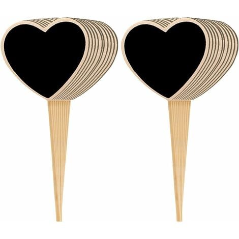 Etiquette Potager, Triomphe Étiquettes De Plantes En Ardoise, Étiquettes En Bois Pour Plantes, Protection Environnementale, Pour Jardin, Graines, Arbres, Herbes, Fleurs, Jardin 20 Pièces (Cœur)