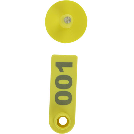 Etiquette PVC pour Troupeau de Bétail Boucle Oreilles Précise 1 à 100 Chiffres Imprimés Chèvre Porc Mouton (Jaune)