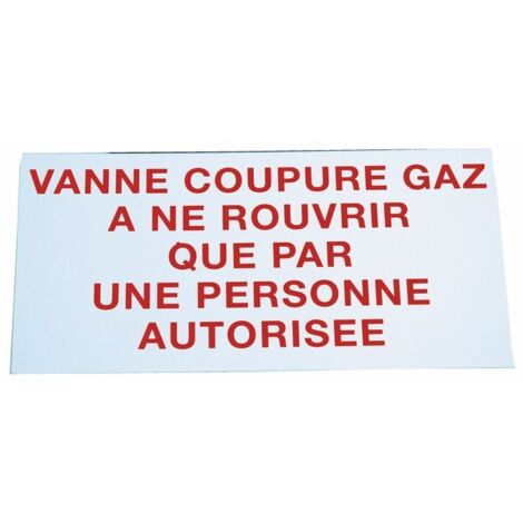 Étiquette rigide vanne coupure gaz - DIFF