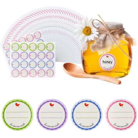 Étiquette Ronde Autocollante - 800 pièces, Étiquette Ronde 38mm 4 Couleurs - Confiture/Conservation