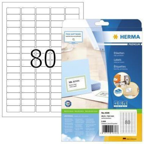 Etiquette universelles Herma 4336 35.6 x 16.9 mm papier blanc 2000 pc(s) fixation permanente