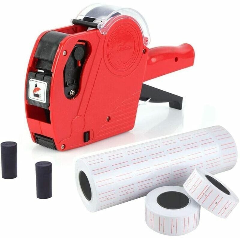 SNQ - Etiquette,Pince à étiquettes 1 ligne 8 caractères kit de pistolet à étiquettes de prix de détail avec 10 rouleaux d'étiquettes et 2 cartouches