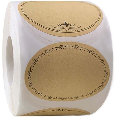 Étiquettes adhésives marron, 6,5 × 3,7 cm, 600 autocollants Étiquettes autocollantes rondes