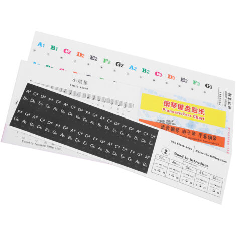 Étiquettes adhésives pour touches de piano 88 notes avec lettres et chiffres colorés