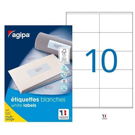 Etiquettes adresses 105 x 57 mm Agipa 119013 - Boîte de 1000
