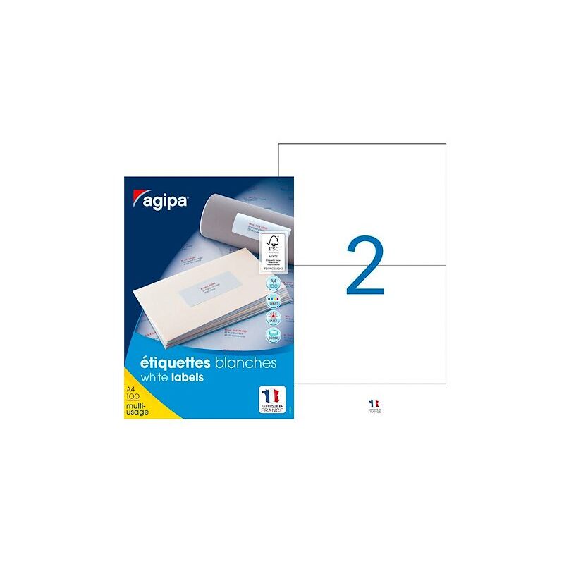 Etiquettes adresses 210 x 148 mm Agipa 119016 - Boîte de 200