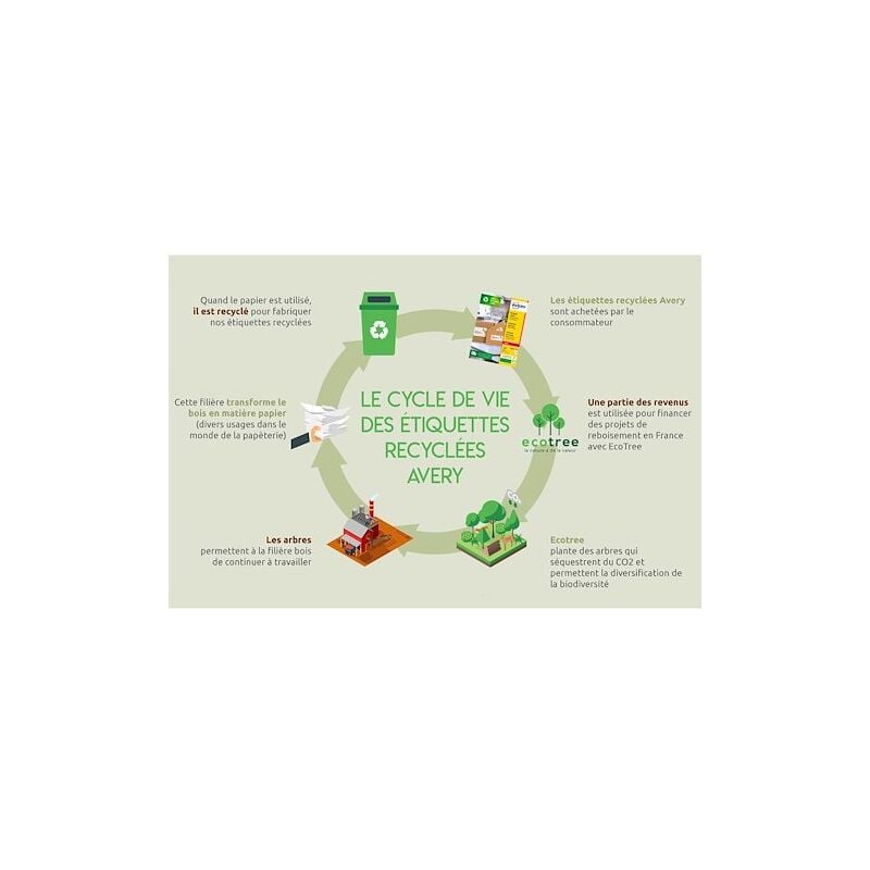 Etiquettes adresses Avery recyclées laser 63,5 x 38,1 mm lr 7169 - Boîte de 2100