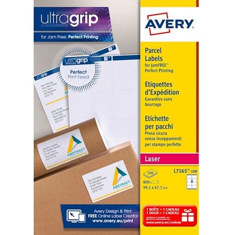 Etiquettes adresses laser 99,1 x 67,7 mm Avery L7165-100 - Boîte de 800