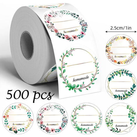 Etiquettes Autocollantes, 500Pièces Étiquettes à Confiture Stickers, Etiquettes Autocollantes Bocaux Confiture Adhésives Rond Adhésif Etiquettes pour Pots De Confiture Pots à éPices Bouteilles