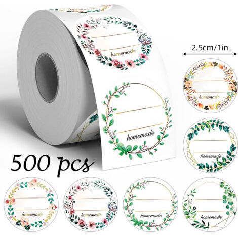 Etiquettes Autocollantes, 500Pièces Étiquettes à Confiture Stickers, Etiquettes Autocollantes Bocaux Confiture Adhésives Rond Adhésif Etiquettes pour Pots De Confiture Pots à éPices Bouteilles