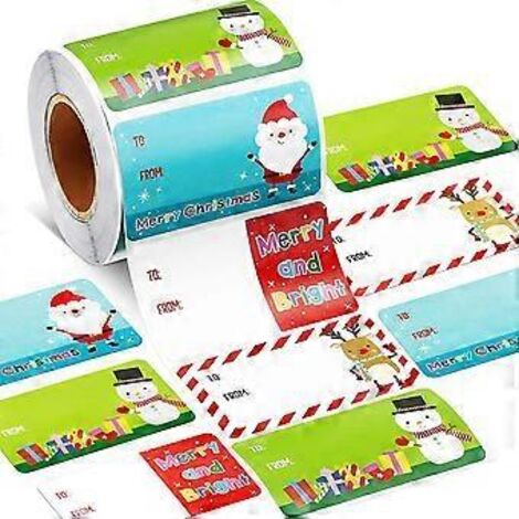 Étiquettes autocollantes pour cadeaux de Noël, 500 pièces/rouleaux, pour sacs cadeaux, décorations de Noël.