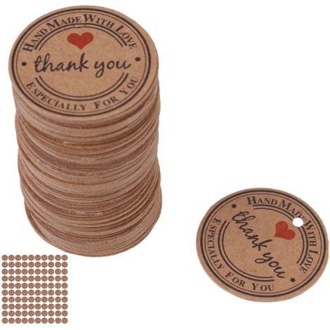 Étiquettes cadeau artisanales marron pour mariages, bonbons, bijoux et récompenses - Lot de 100
