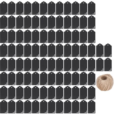 Étiquettes Cadeau DIY Papier Kraft 100 Pièces avec Corde Jute 30m pour Mariage Noël Action de Grâces - Double Face