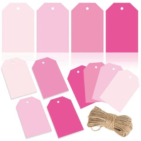 Étiquettes cadeaux en terre cuite, 4 couleurs unies dégradées, rose