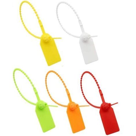 Étiquettes d'attache de câble, 100 étiquettes d'attache de câble en plastique, étiquette de marque autobloquante, pour vêtements, chaussures, sacs à main, étiquettes de transport logistique (différent