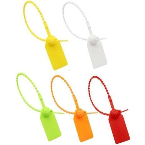 Étiquettes d'attache de câble, 100 étiquettes d'attache de câble en plastique, étiquette de marque autobloquante, pour vêtements, chaussures, sacs à main, étiquettes de transport logistique (différent