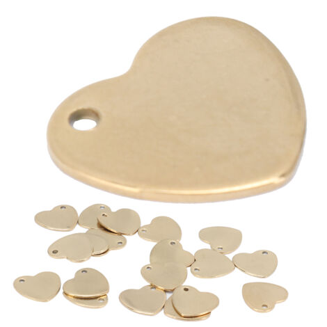 Étiquettes de cœur en acier inoxydable pour chien et chat, 20 pièces, 13x14mm, avec trou d'attache