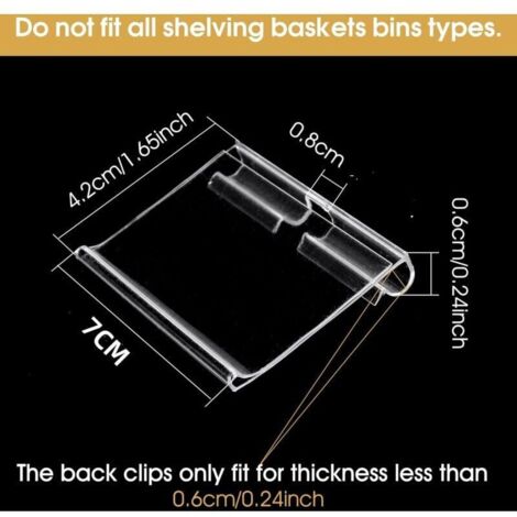 Étiquettes plastique pour bacs de rangement – Lot de 50 supports clipsables sur étagères métalliques (7 x 4,2 cm)