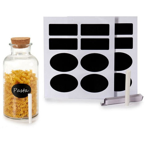 Étiquettes pour Bocaux Cuisine Autocollantes Noires + Craie