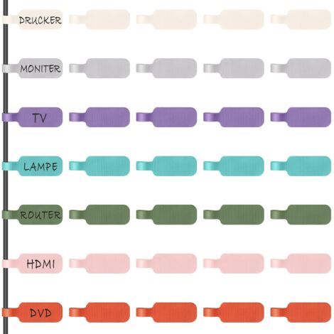 Etiquettes pour Câbles, Grand Format, pour Organiser et Identifier vos Câbles, Etiquette Multi Couleur pour Ecrire à la Main, Réutilisable, Polyvalent – 35 Pcs