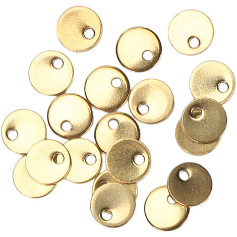 Étiquettes pour Chien en Acier Inoxydable 6mm, 20 Pièces Rondes Dorées avec Trou pour Fabrication de Bijoux