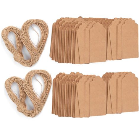 Étiquettes suspendues en papier kraft 200pcs, 4x9cm pour décoration mariage, emballage et vêtements