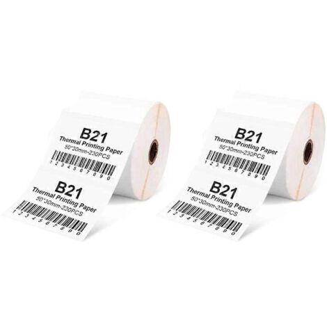 Étiquettes thermiques pour caisse enregistreuse B21, 230 feuilles/rouleau, 5 x 3 cm - 1 lot de 2 rouleaux
