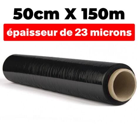 ETIRABLE FILM SCHWARZ OPAK 50cm150m und 23 Mikron Dicke µ