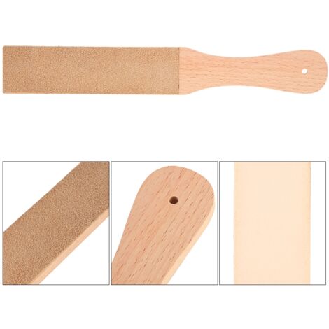 Étire à aiguiser en cuir double face avec manche en bois, outil d'affûtage professionnel pour couteaux 28 cm