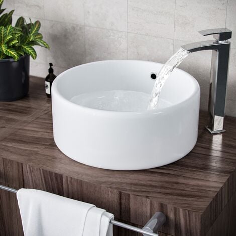 main image of "Etive 420mm Cloakroom Stand Alone Round Counter Top Basin Sink Bowl"