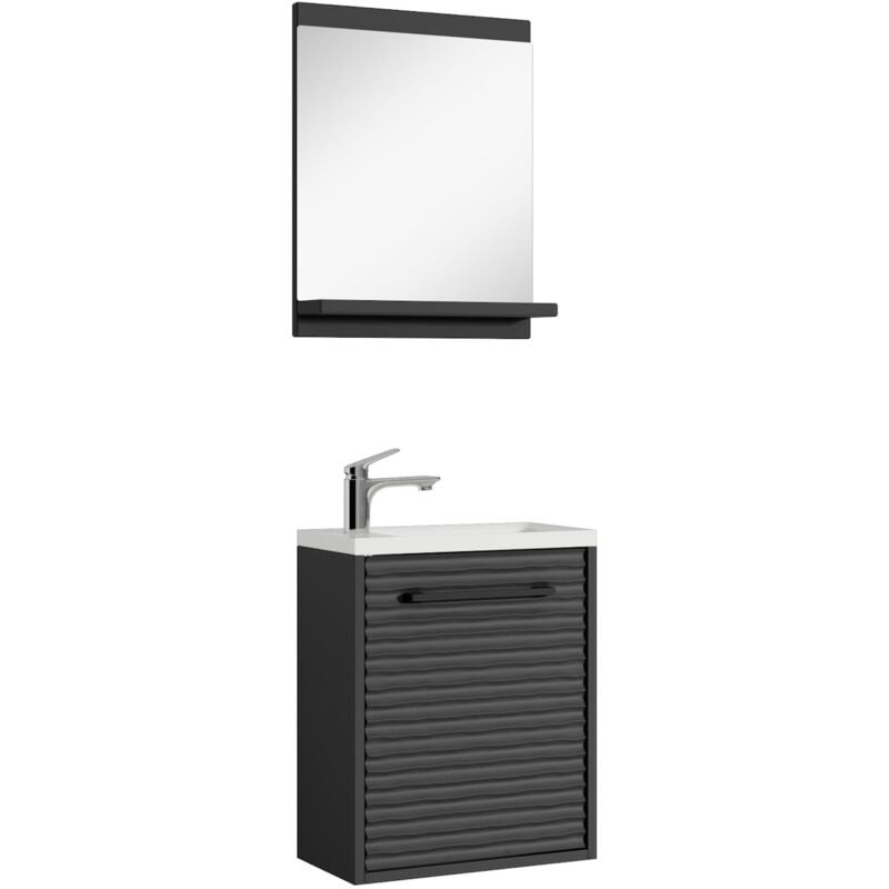 Badplaats - Set meuble lave mains Etna 40 x 22 cm - Noir mat - Toi