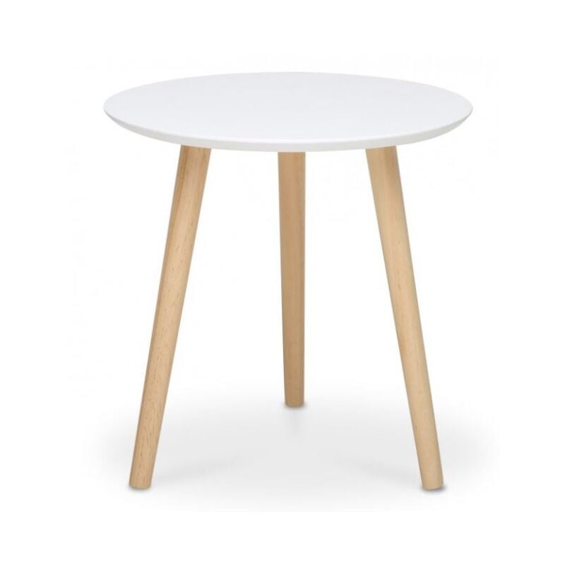 Table basse etna avec 32 cm de diamètre blanc mat avec pieds en bois de pin - Etna