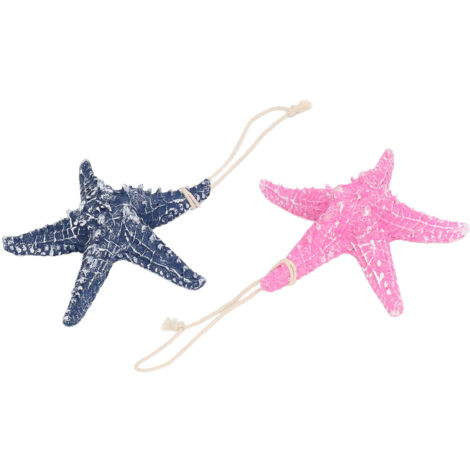 Étoile de Mer en Résine Bleu Foncé et Rose, Décoration Murale Plage 13cm pour Fête de Noël ou Halloween