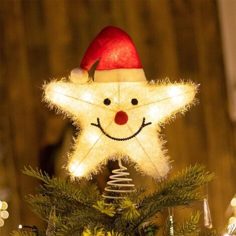 Étoile de Noël à LED pour cime de sapin, alimentée par piles, Décorations de Noël lumineuses, Cime de sapin de Noël, Décoration de sapin de Noël