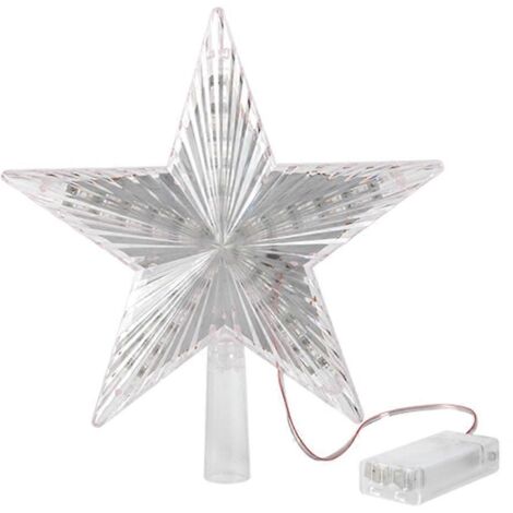 Étoile de Noël de 20 cm avec lumière LED colorée, lampe féérique en plastique à piles, décoration pour sapin de Noël et fêtes.