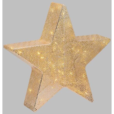 étoile lumineuse 5 Pointes Métal Perforé couleur Champagne Brillant, 30 LED Lotti