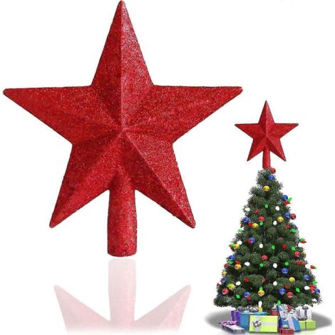 Étoile pour sapin de Noël, décoration pour la cime du sapin, pour la décoration de sapin de Noël et de fêtes, rouge, 20 cm