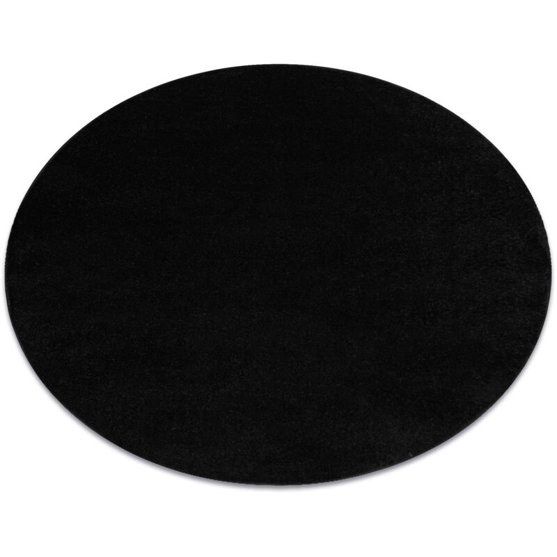 ETON PLUS circle carpet black, one-color, uniform, plain black round 133 cm