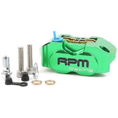 Étrier de frein à disque de moto Rpm Caliper, entraxe de 82 mm, universel, compatible avec disques flottants de 200 et 220 mm, avec support adaptateur – vert