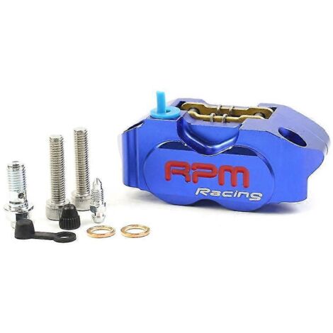 Étrier de frein à disque de moto Rpm Caliper, entraxe de 82 mm, universel, compatible avec disques flottants de 200 mm et 220 mm, avec support adaptateur – bleu
