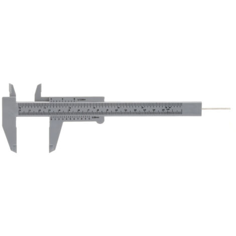Étrier de précision 150 mm en plastique, double échelle graduée, outil de mesure à vernier 0,5 mm de précision (Gris)