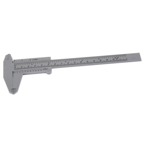 Étrier de précision 150mm en plastique à double échelle graduée, outil de mesure 0.5mm (Gris)