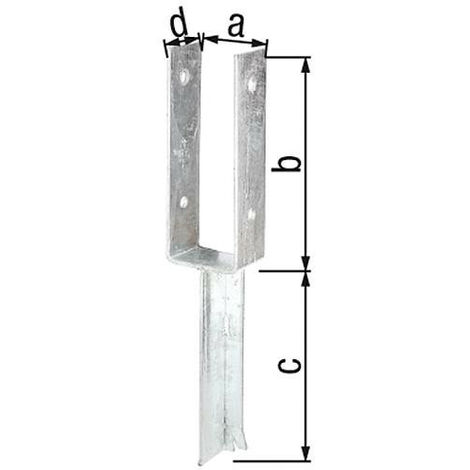 Etrier forme U, fer T 71x200mm, galvanisé a chaud