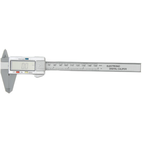 Étrier numérique avec écran LCD 150 mm, outil de mesure précis en mm/pouces, conversion automatique, matériau PA66 argenté.