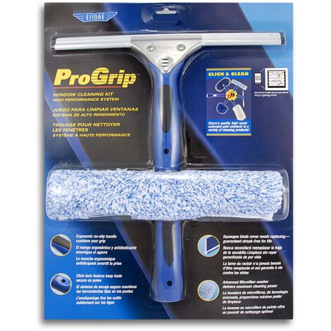 Ettore 65000 Progrip Kit di Pulizia per Finestre, con Sistema Click-Lock, Blu