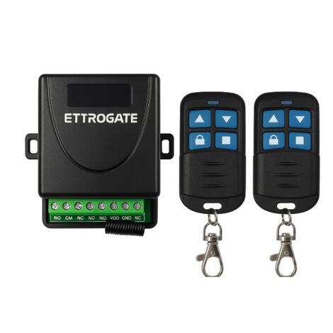 ETTROGATE Universal 2-Kanal Funk-Kit für Torautomatik / Lichter / Bewässerung / Vorhänge mit 2 Fernbedienungen 433 MHz IP20 ET6001