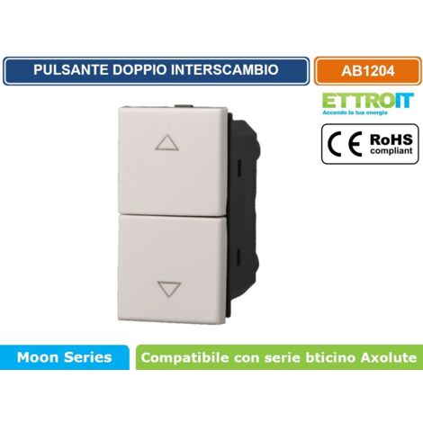ETTROIT AB1204 Interruttore Doppio Interbloccato saliscendi tapparella 10A Colore Bianco Compatibile Bticino Axolute