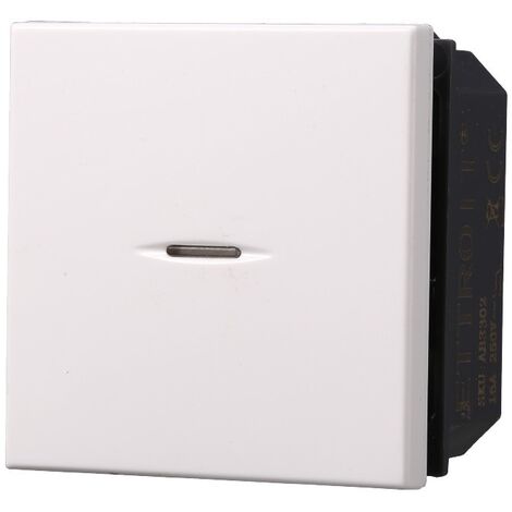 ETTROIT AB3402 Pulsante 2M 1P Assiale 16A Colore Bianco Compatibile Con Bticino Axolute