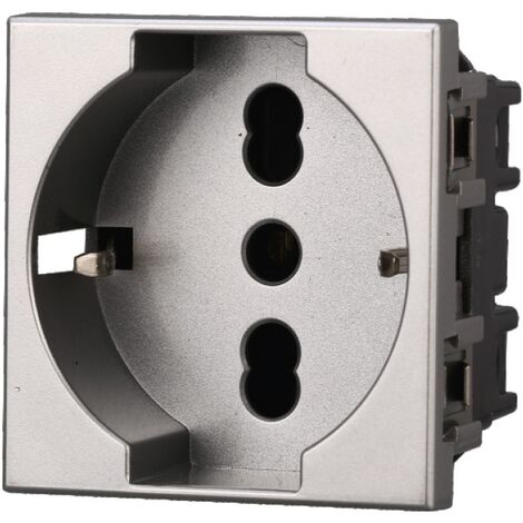 ETTROIT AG2102 presa Schuko tedesca 2P+T 16A Grigio Compatibile Con Bticino Axolute