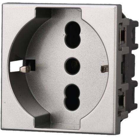 ETTROIT AG2102 presa Schuko tedesca 2P+T 16A Grigio Compatibile Con Bticino Axolute
